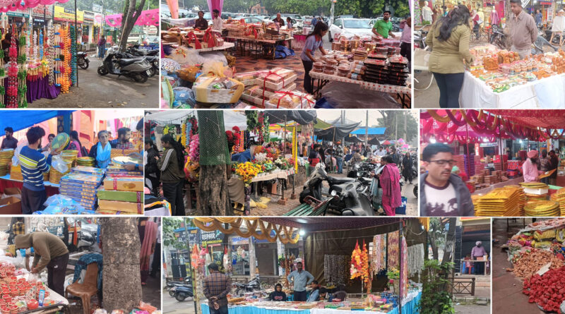 The bazaar markets decorated on the occasion of Diwali have special decorations, stalls of various types.